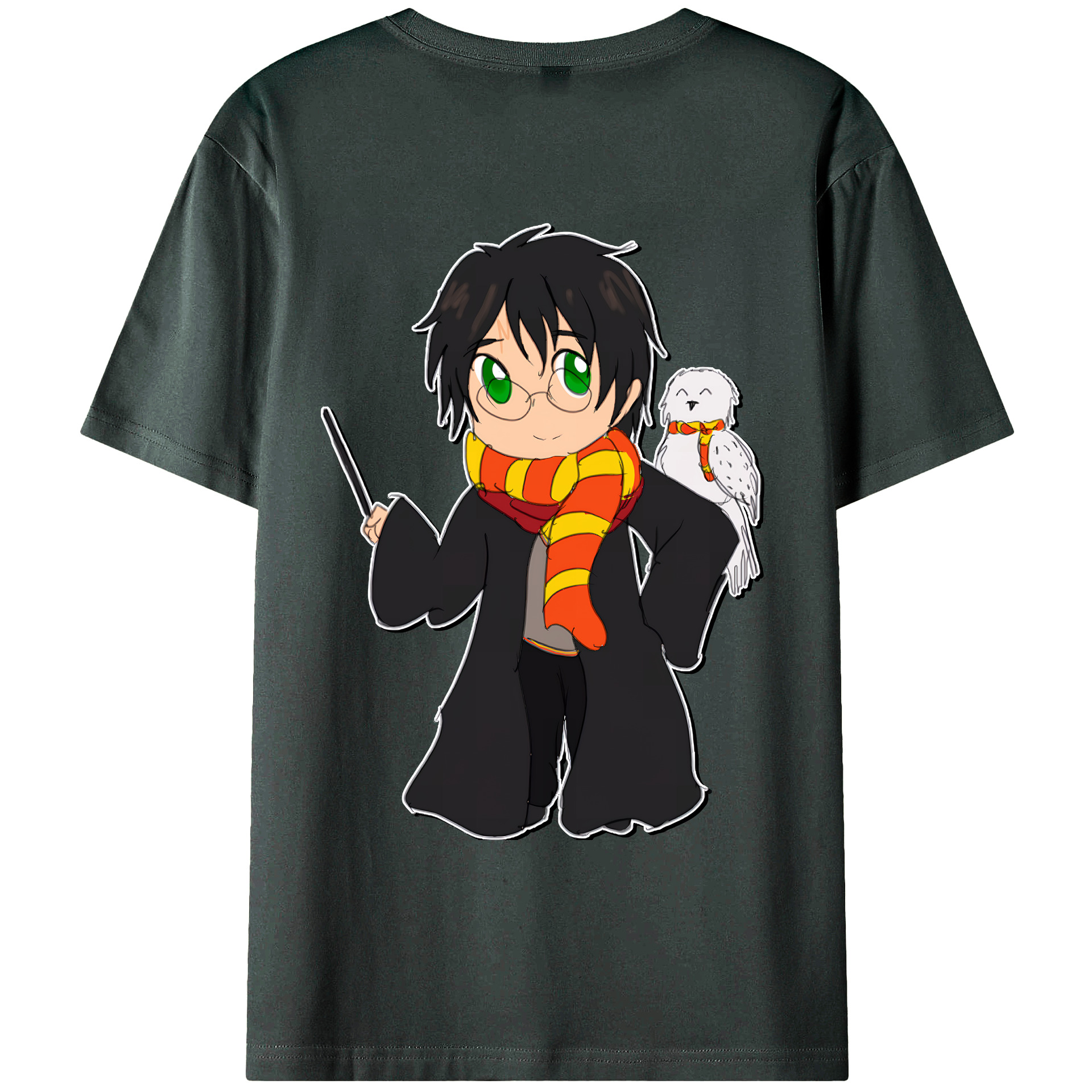 （画像用） Harry Potter ハリー・ポッターシリーズ 綿100％ メンズ半袖Tシャツ（バックプリント） 通気性